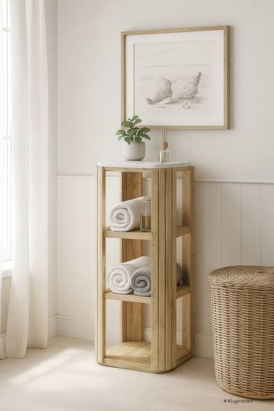 Scaffale Iyar Variante A Legno di acacia massello / marmo