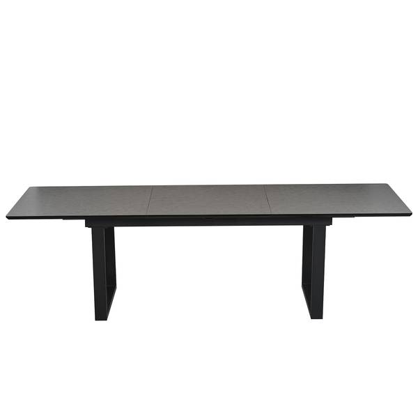 Tavolo pranzo allungabile Tesama Nero / Effetto marmo grigio