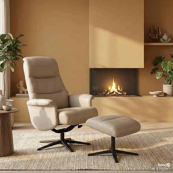 Relaxsessel LANGLO Echtleder Basia: Greige