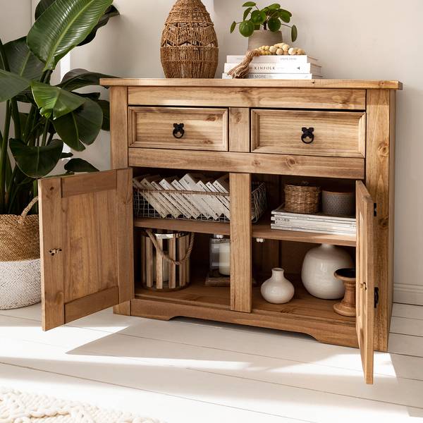 Kommode FINCA RUSTICA mit Türen Kiefer massiv - Kiefer Natur