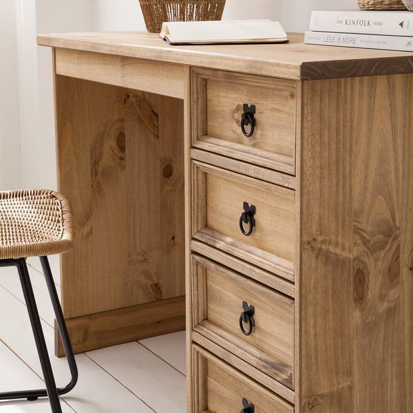 Schreibtisch FINCA RUSTICA 104 cm Kiefer massiv - Kiefer Natur