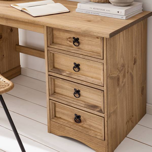 Schreibtisch FINCA RUSTICA 104 cm Kiefer massiv - Kiefer Natur