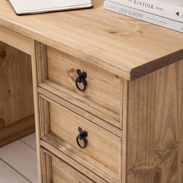 Schreibtisch FINCA RUSTICA 104 cm Kiefer massiv - Kiefer Natur