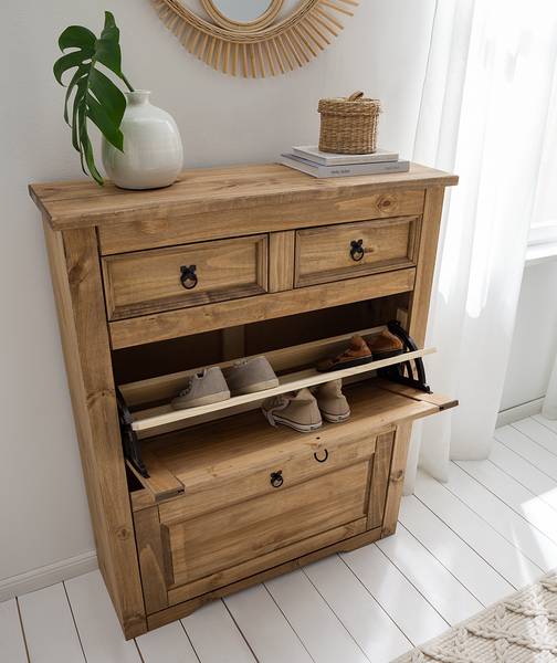 Scarpiera a ribalta FINCA RUSTICA Pino massello - Pino naturale