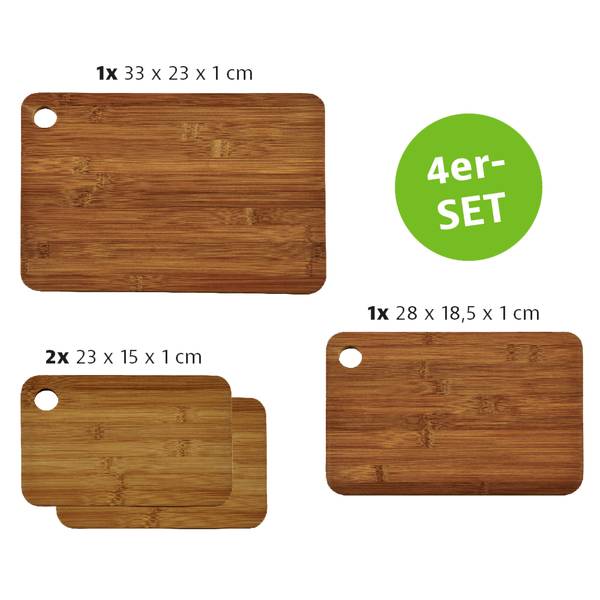 Schneidebrett Bynah 4er-Set Bambus - Beige