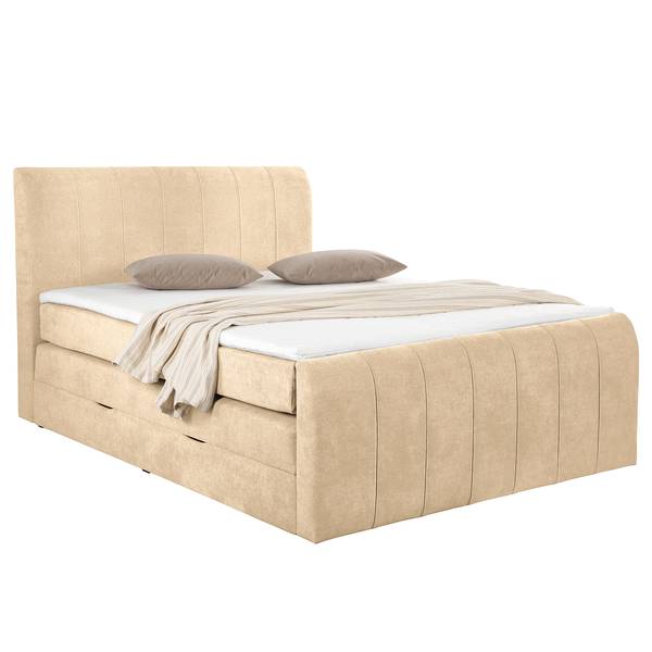 Boxspringbett Carieria Strukturstoff Asali: Beige - 160 x 200cm
