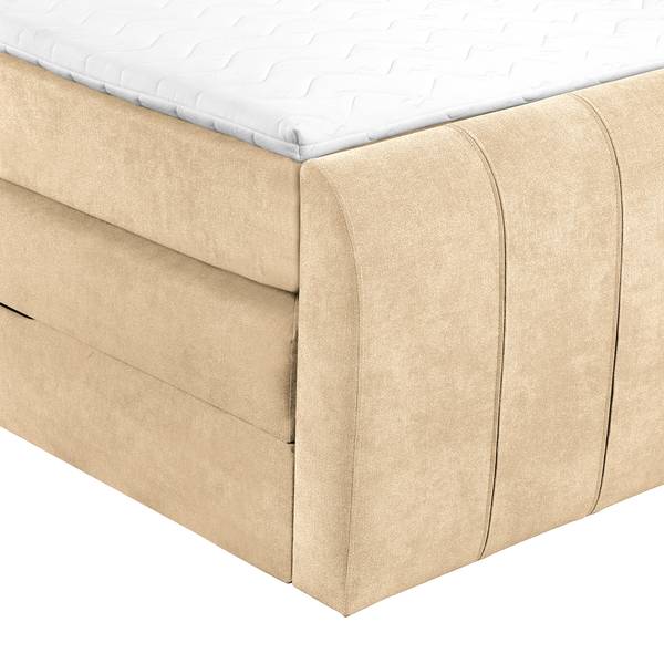 Boxspringbett Carieria Strukturstoff Asali: Beige - 160 x 200cm
