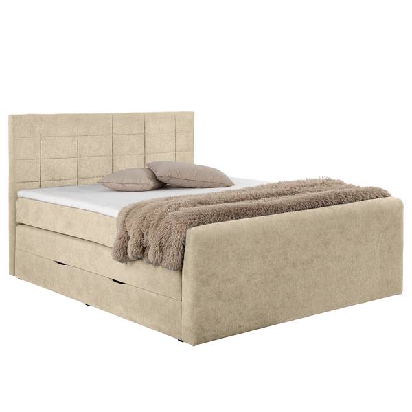 Letto boxspring Shakouzi - rettangolo Microfibra Sole: beige - 160 x 200cm