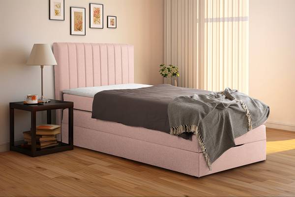 Lit boxspring Ghoripur - Type A Tissu Mavie: Rose - 90 x 200cm