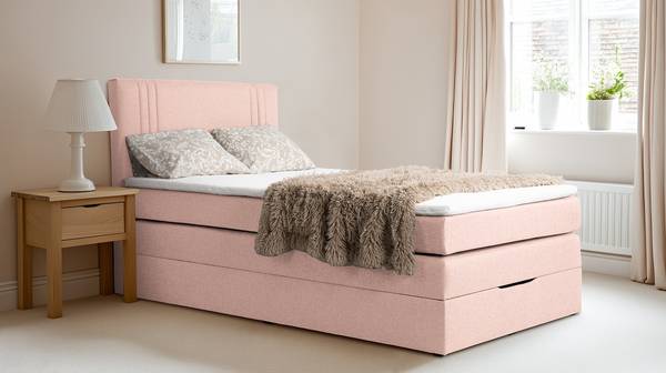 Boxspringbett Ghoripur - Typ B Webstoff Mavie: Rosa - 90 x 200cm