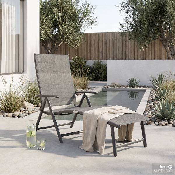 Gartenliege Lindy 2er-Set Aluminium / Textilene - Grau