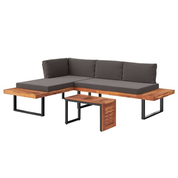 Loungeset Sorina 3-teilig Akazie massiv / Webstoff - Grau