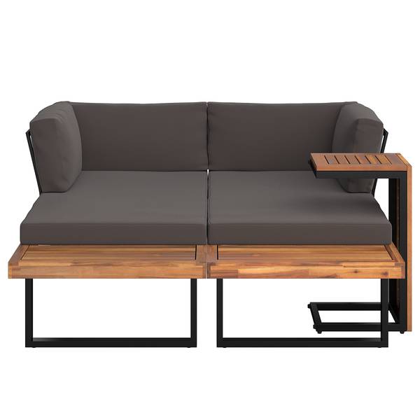 Loungeset Sorina 3-teilig Akazie massiv / Webstoff - Grau