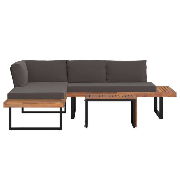 Loungeset Sorina 3-teilig Akazie massiv / Webstoff - Grau