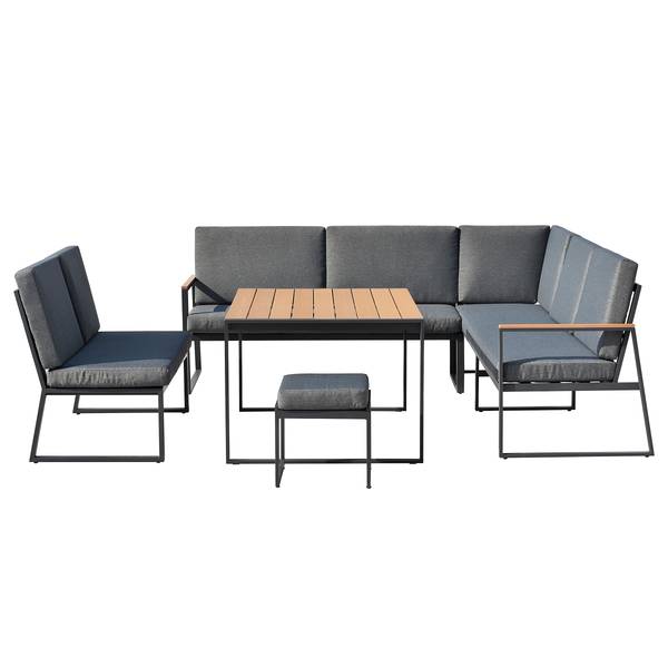 Ensemble repas-salon Orya 5 pièces Acier / Tissu - Gris
