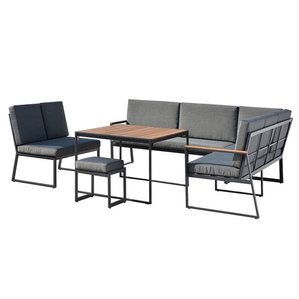 Ensemble repas-salon Orya 5 pièces Acier / Tissu - Gris