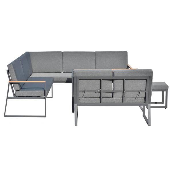 Ensemble repas-salon Orya 5 pièces Acier / Tissu - Gris
