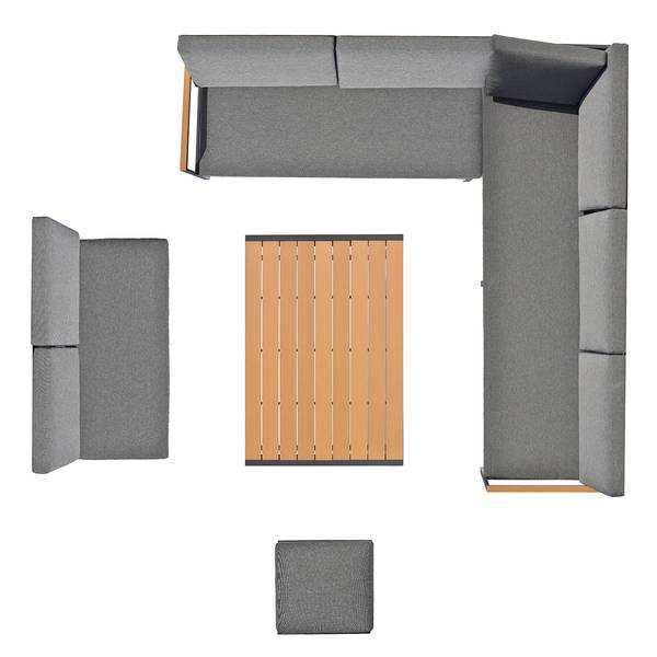 Ensemble repas-salon Orya 5 pièces Acier / Tissu - Gris