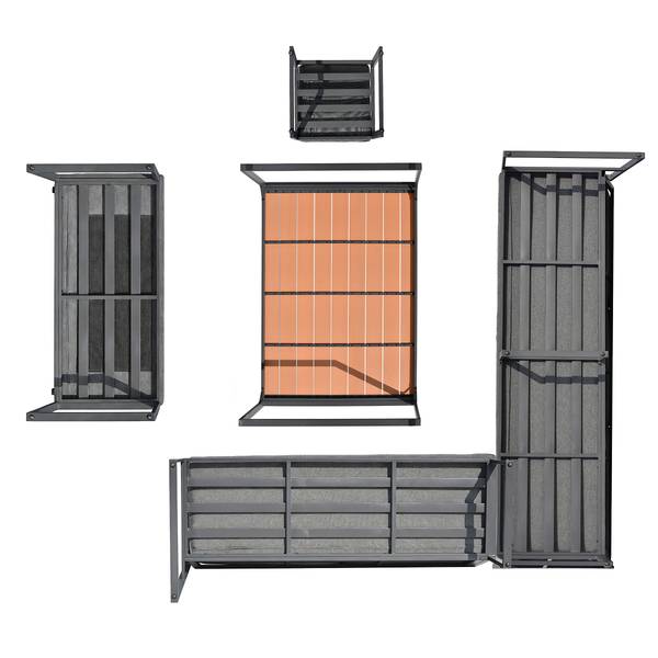 Ensemble repas-salon Orya 5 pièces Acier / Tissu - Gris