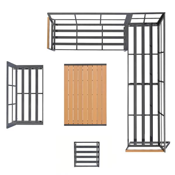 Ensemble repas-salon Orya 5 pièces Acier / Tissu - Gris