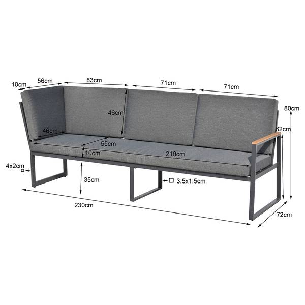 Ensemble repas-salon Orya 5 pièces Acier / Tissu - Gris