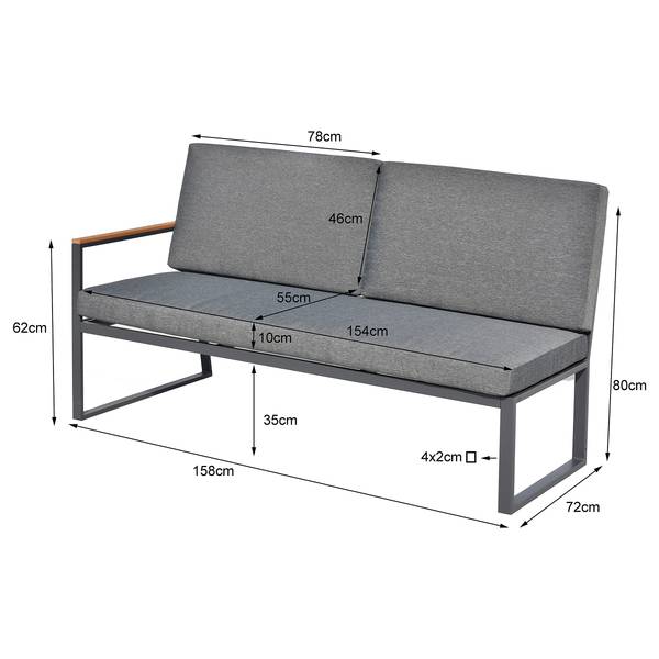 Ensemble repas-salon Orya 5 pièces Acier / Tissu - Gris