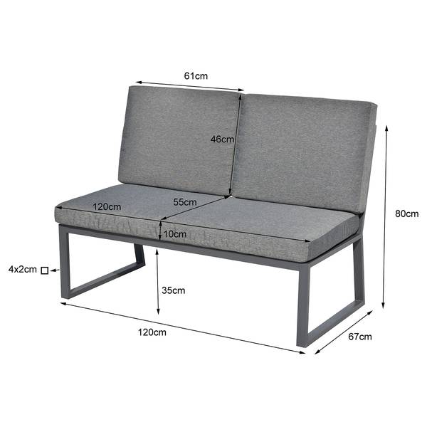 Ensemble repas-salon Orya 5 pièces Acier / Tissu - Gris