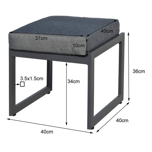 Ensemble repas-salon Orya 5 pièces Acier / Tissu - Gris