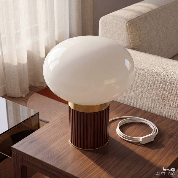 Lampada da tavolo Luceo Rattan / vetro opale - 1 punto luce