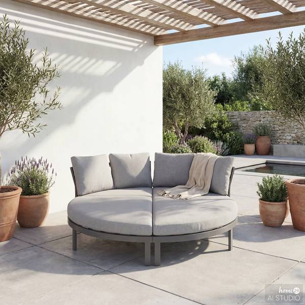 Daybed Nestro Aluminium / Webstoff - Grau