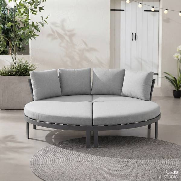 Daybed Nestro Aluminium / Webstoff - Grau