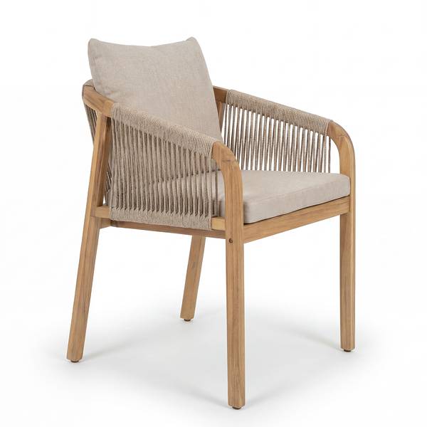 Tuinstoel Evoa set van 2 massief acaciahout/geweven stof - beige