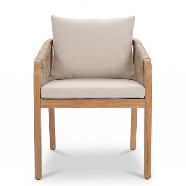 Tuinstoel Evoa set van 2 massief acaciahout/geweven stof - beige