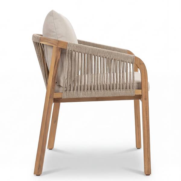Tuinstoel Evoa set van 2 massief acaciahout/geweven stof - beige