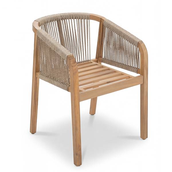 Tuinstoel Evoa set van 2 massief acaciahout/geweven stof - beige