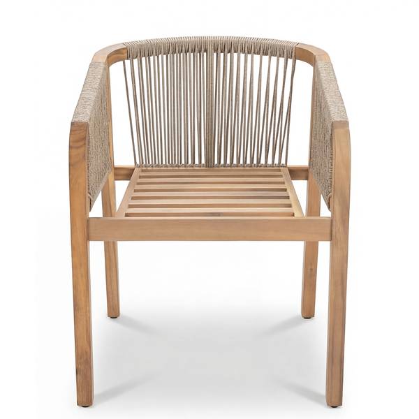 Tuinstoel Evoa set van 2 massief acaciahout/geweven stof - beige