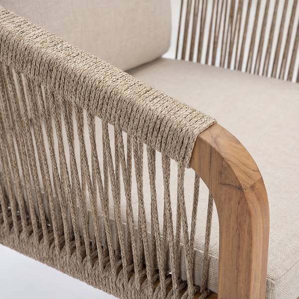 Tuinstoel Evoa set van 2 massief acaciahout/geweven stof - beige