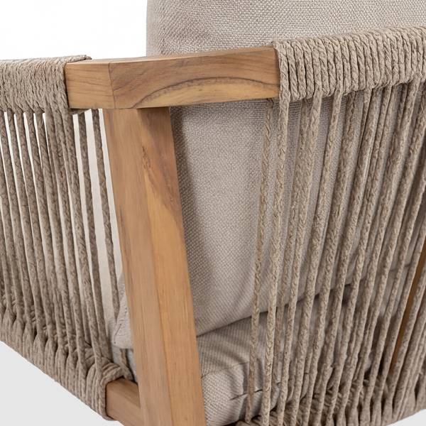 Tuinstoel Evoa set van 2 massief acaciahout/geweven stof - beige