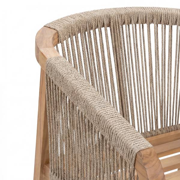 Tuinstoel Evoa set van 2 massief acaciahout/geweven stof - beige
