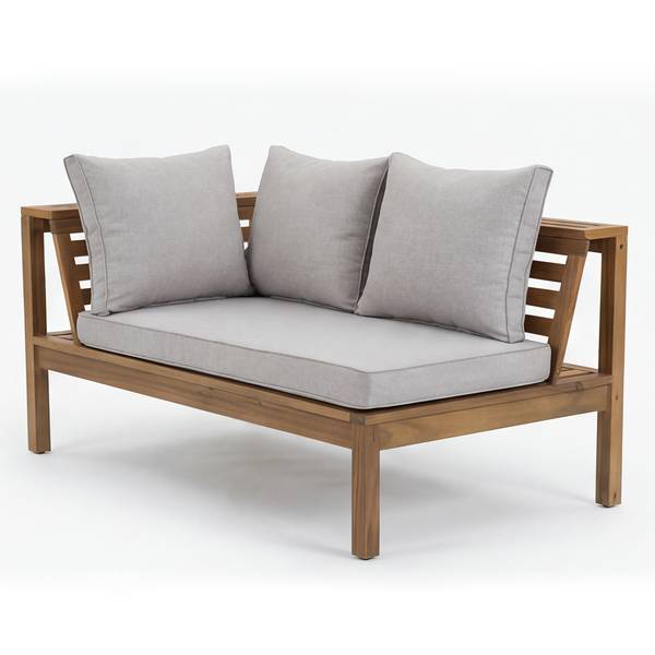 Loungeset Solano 4-teilig Akazie massiv / Webstoff - Akazie Braun / Beige