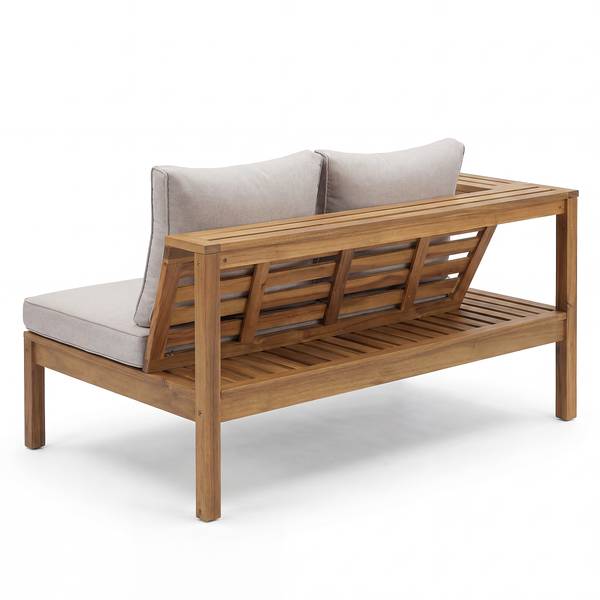 Loungeset Solano 4-teilig Akazie massiv / Webstoff - Akazie Braun / Beige