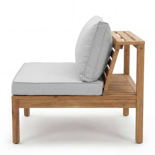 Loungeset Solano 4-teilig Akazie massiv / Webstoff - Akazie Braun / Beige