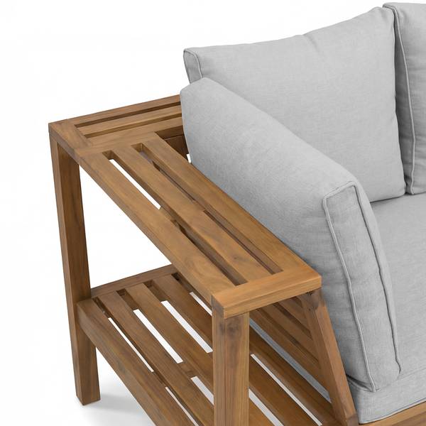 Loungeset Solano 4-teilig Akazie massiv / Webstoff - Akazie Braun / Beige