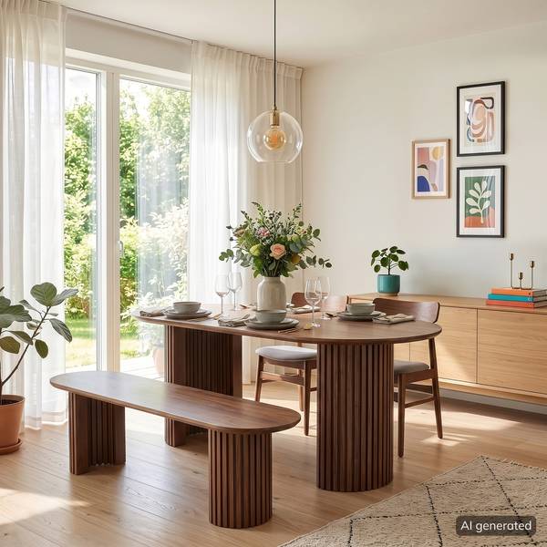 Furnierte Sitzbank FEISEI Echtholzfurnier - Walnuss