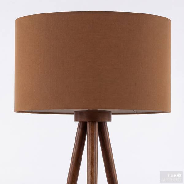 Stehleuchte LUNIX Pinie massiv / Textil - 1-flammig - Taupe