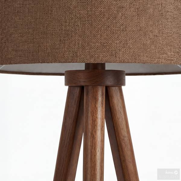 Stehleuchte LUNIX Pinie massiv / Textil - 1-flammig - Taupe