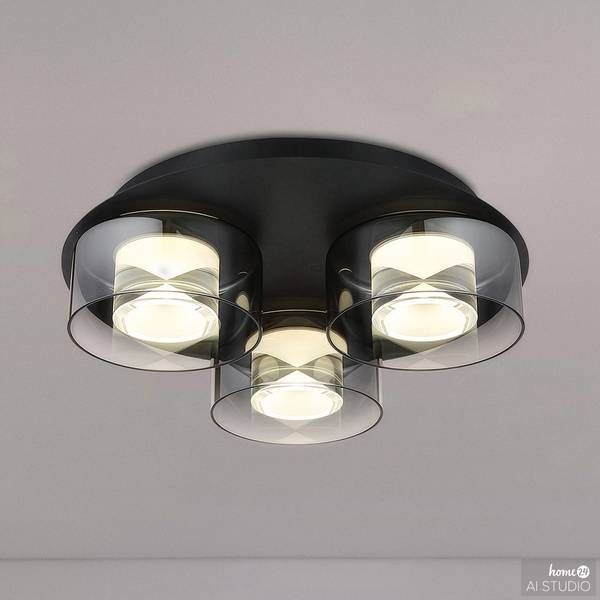 Lampada da soffitto LED Kuren Vetro fumè / Ferro - 1 punto luce