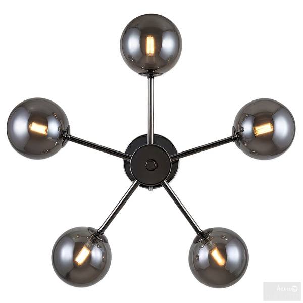 Deckenleuchte ILUMO Rauchglas / Eisen - 5-flammig - Grau / Schwarz