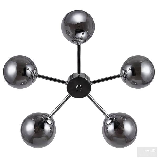Deckenleuchte ILUMO Rauchglas / Eisen - 5-flammig - Grau / Schwarz