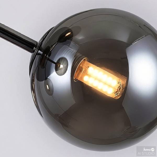 Deckenleuchte ILUMO Rauchglas / Eisen - 5-flammig - Grau / Schwarz